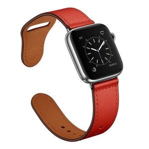 NEW RED Genuine Leather Band For Apple Watch